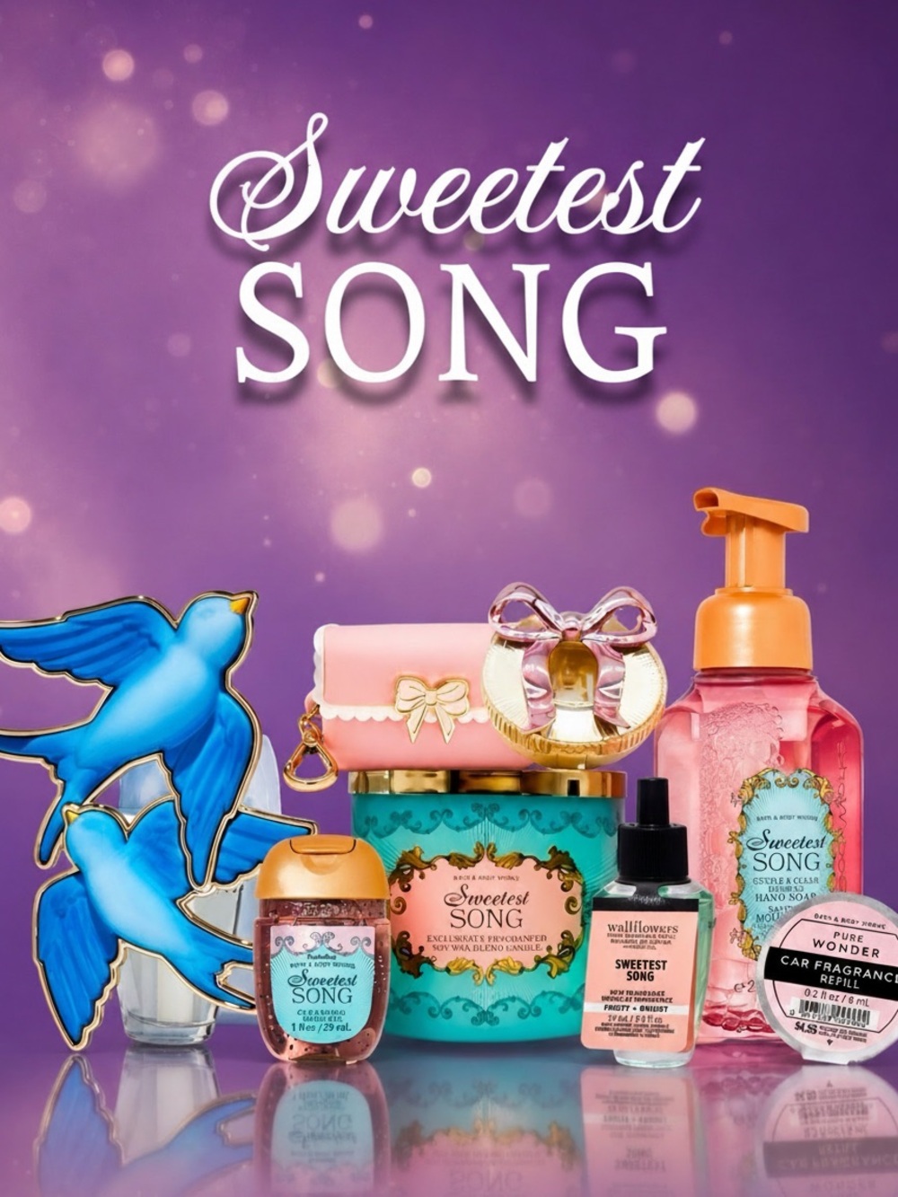 Bath & Body Works Sweetest Song 8 Pc Candle Wallflower Bow Gift Set